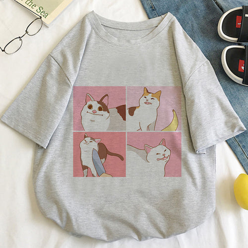 Cat Kawaii Cartoon Pattern T-shirt