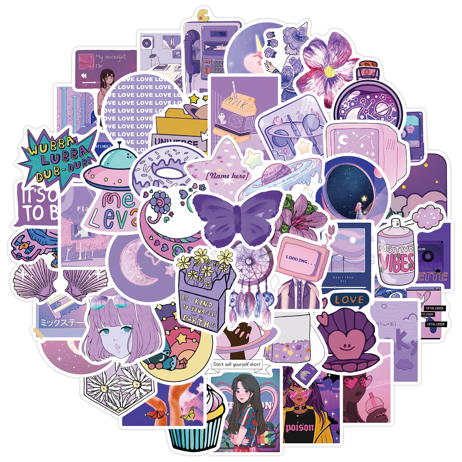Cute Purple Graffiti Stickers