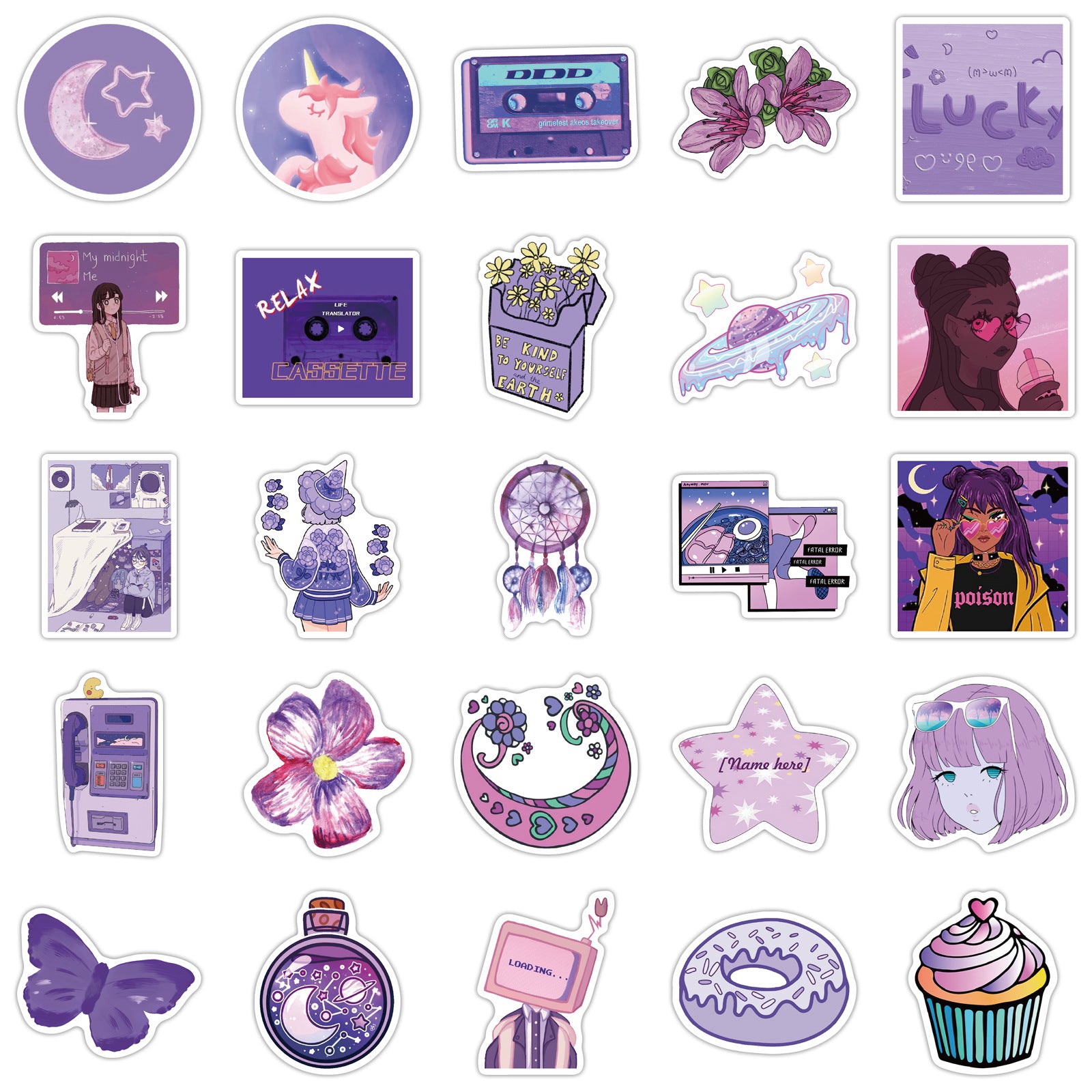 Cute Purple Graffiti Stickers