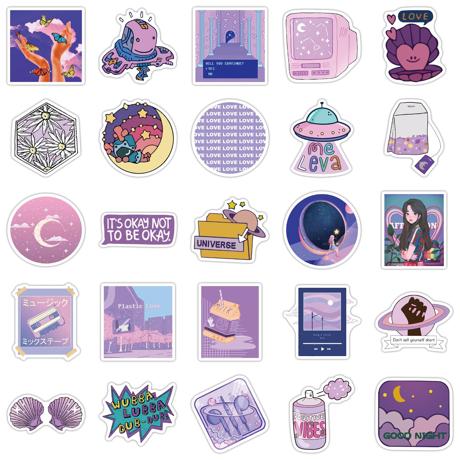 Cute Purple Graffiti Stickers